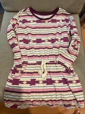 Tea Collection Girls' Purple Striped Drawstring Dress